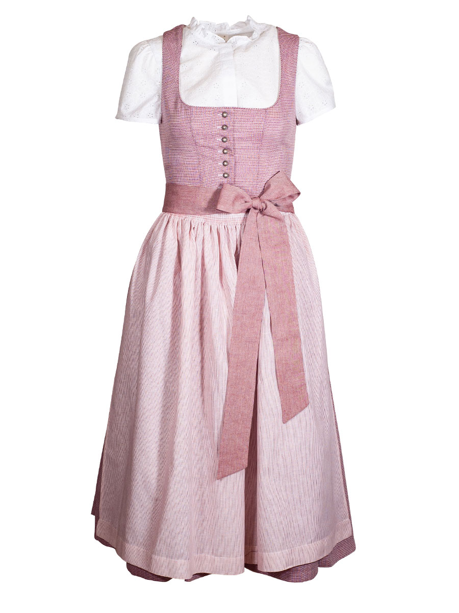 Hammerschmid Pillersee Dirndl, rot, Karomuster, gestreifte Schürze, 80lg