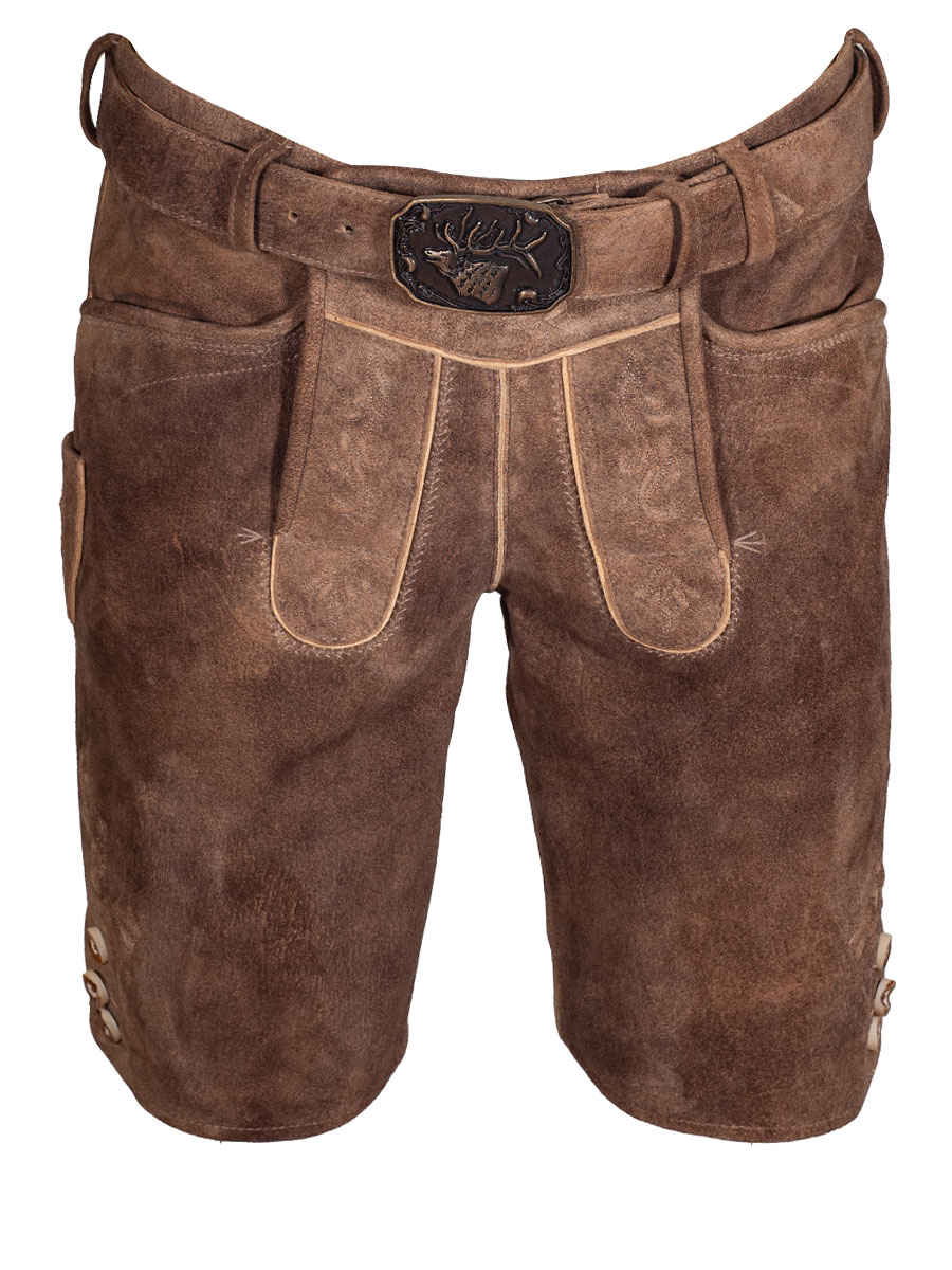 Spieth & Wensky Kurze Lederhose Rampoldi mit Gürtel, honey, braun