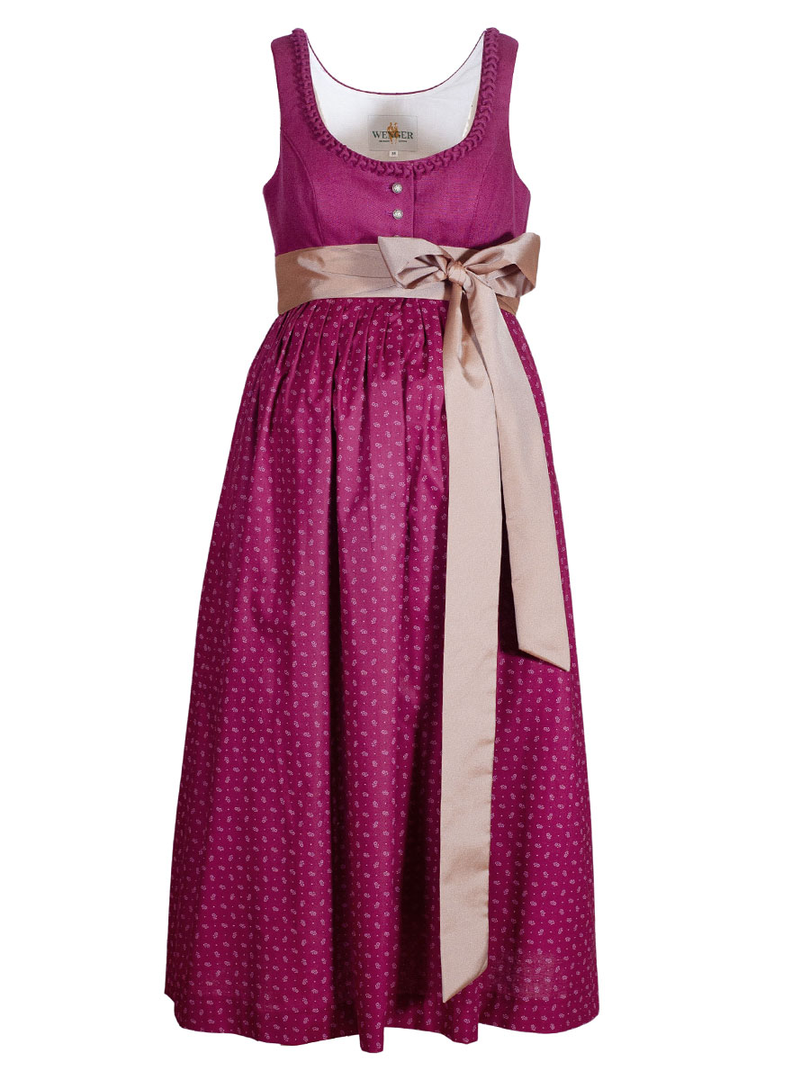 Wenger Dakota Umstandskleid, weinrot, beiges Schleifenband, Leinen