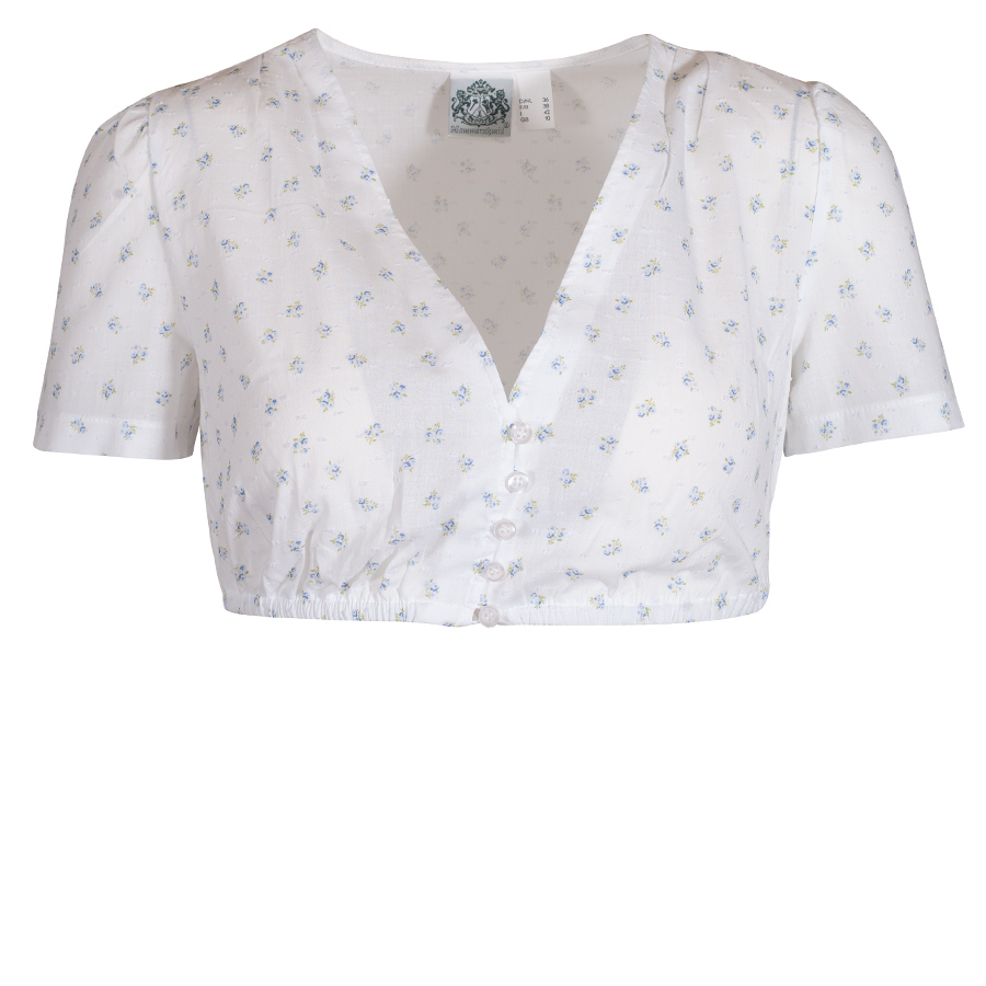 Hammerschmid Anette Dirndlbluse, weiß, blauer Blümchendruck