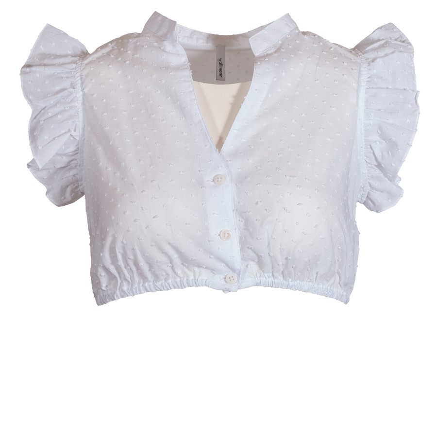 Wallmann Dirndlbluse weiß, V-Ausschnitt, Flügelarm
