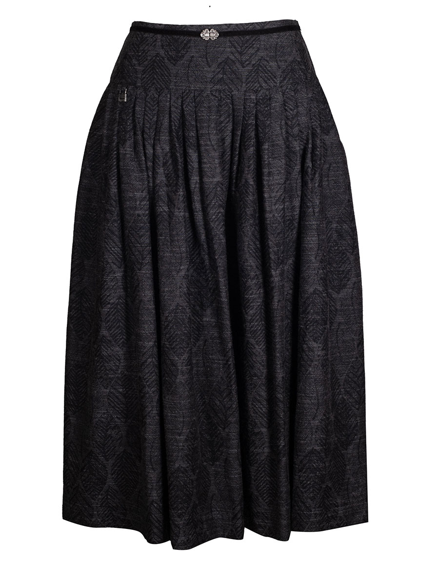 Hammerschmid Damenrock Landshut anthrazit, Blättermuster