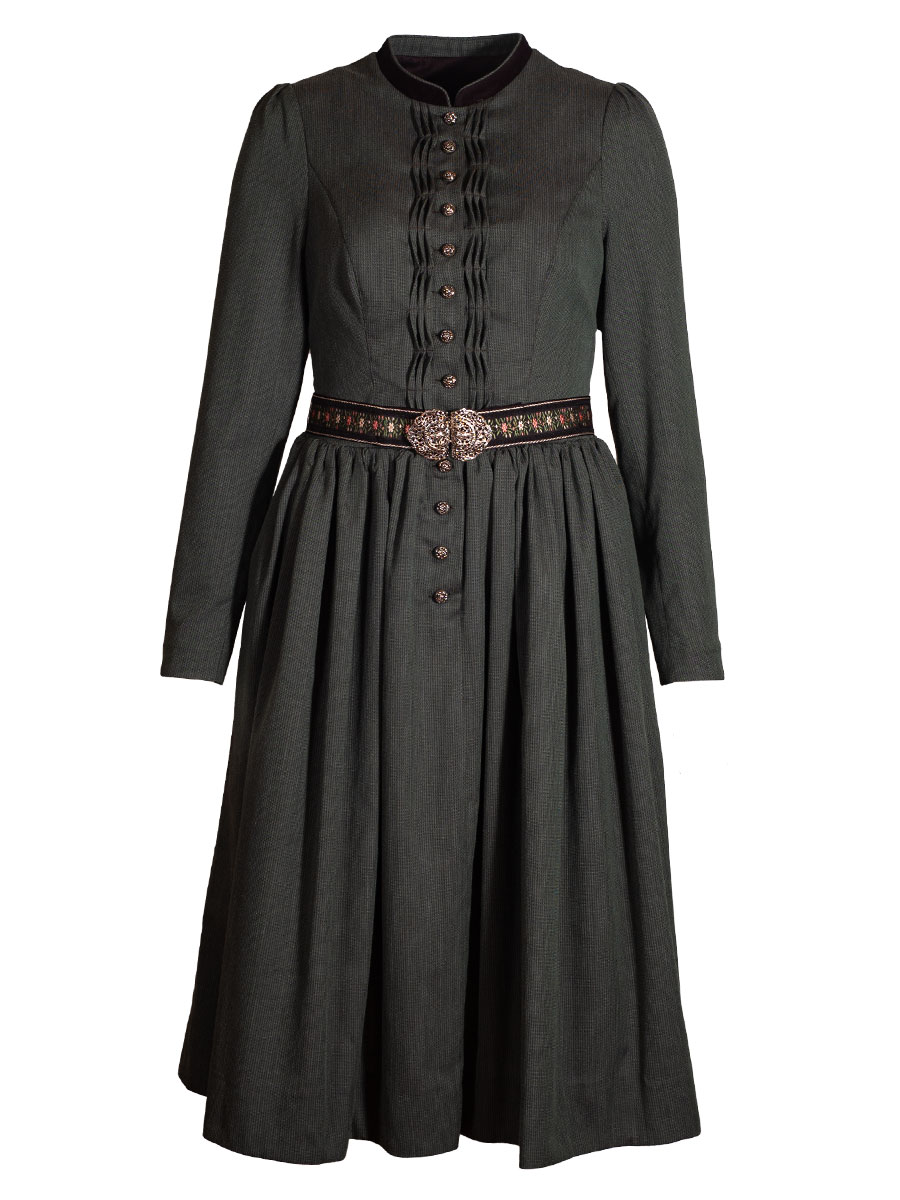 Anno Domini Kleid Marianne, seegrün, hochgeschlossen