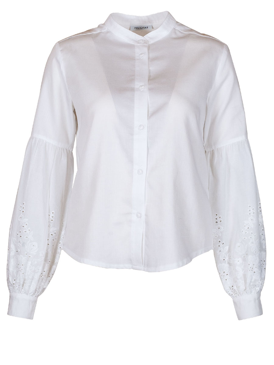 Feli und Hans Damenbluse Brook, weiß, Lochspitze am Arm