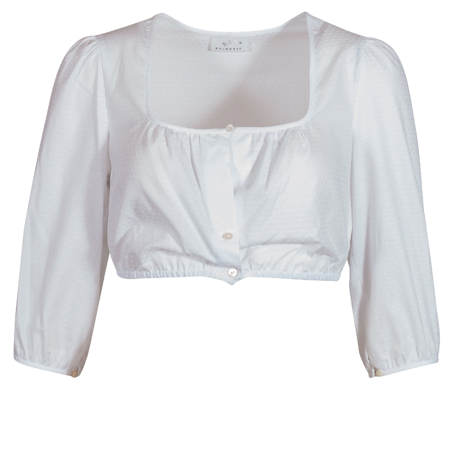 Waldorff Dirndlbluse, weiß, gemustert, 3/4-Arm
