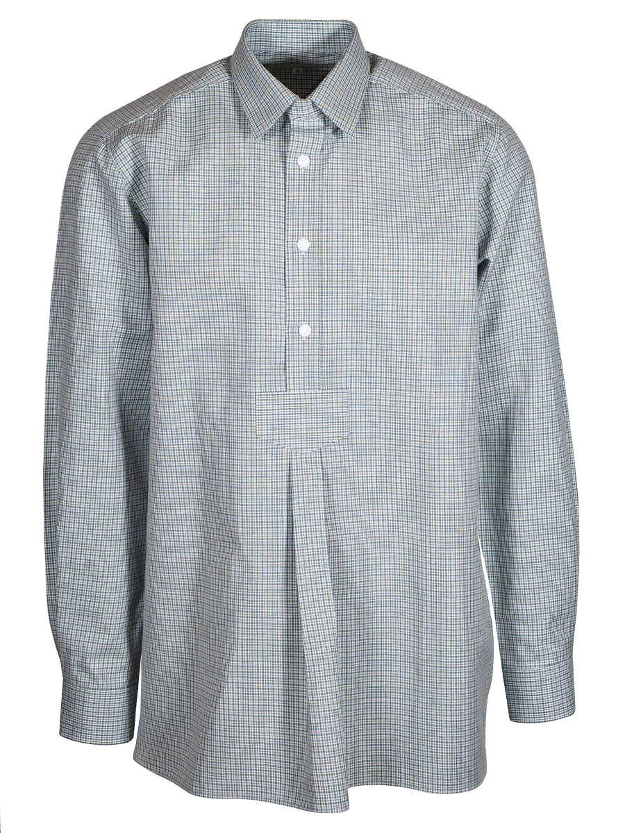 Waldorff Trachtenhemd, grün-blau, kariert, Pfoad, Liegekragen