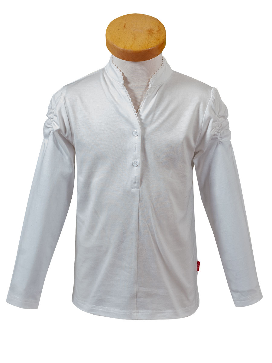 Mogo Hochficht Retroshirt, weiß, Puffärmel