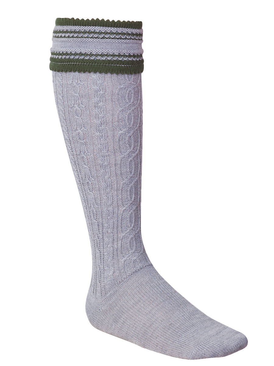 Lusana Umschlagstrumpf grau mit tanne, Handstrick