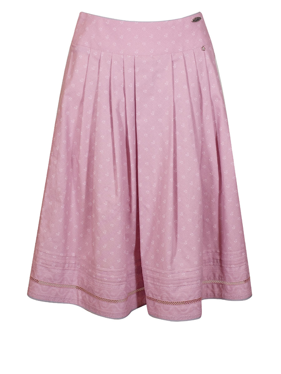 Country Line Faltenrock, rosa, geblümt, hellblaues Paspol