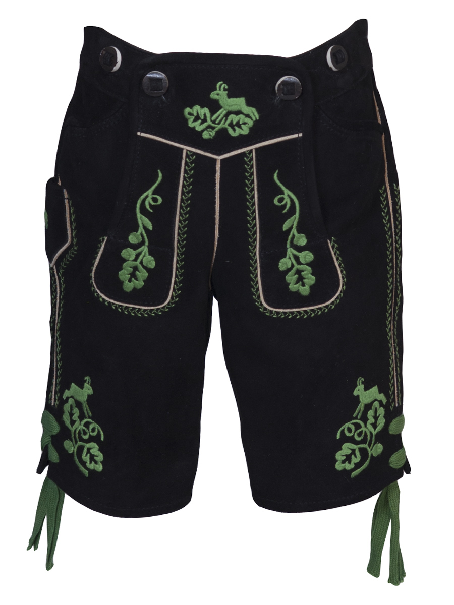 Kurze Lederhose Originaltracht Feldwies Wildbock schwarz