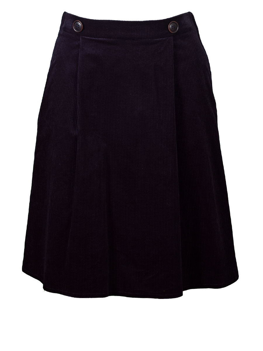 Feli und Hans Damenrock Raja, Cordoptik, marineblau, große Zierknöpfe