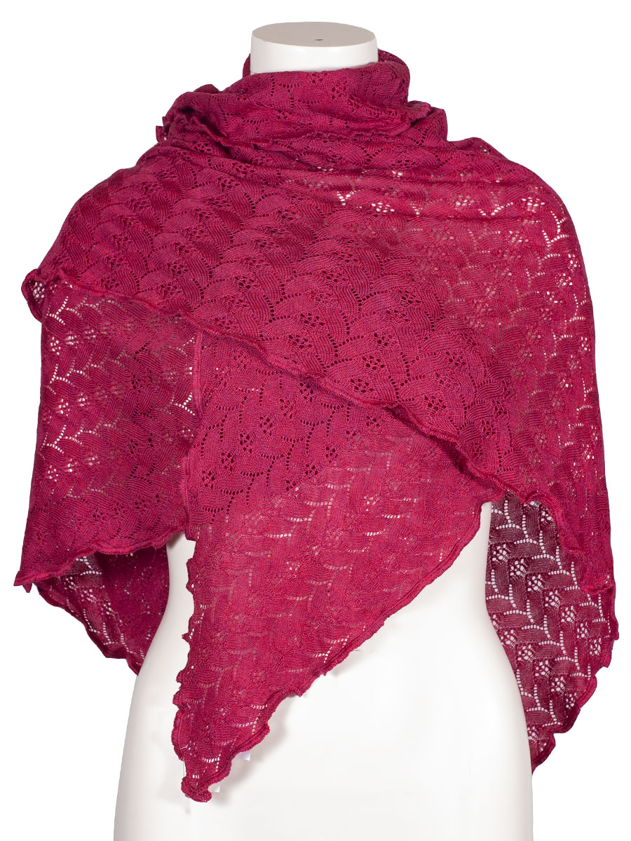 Wenger Strickstola Sofia, pink, Lochmuster, gewellter Abschluss