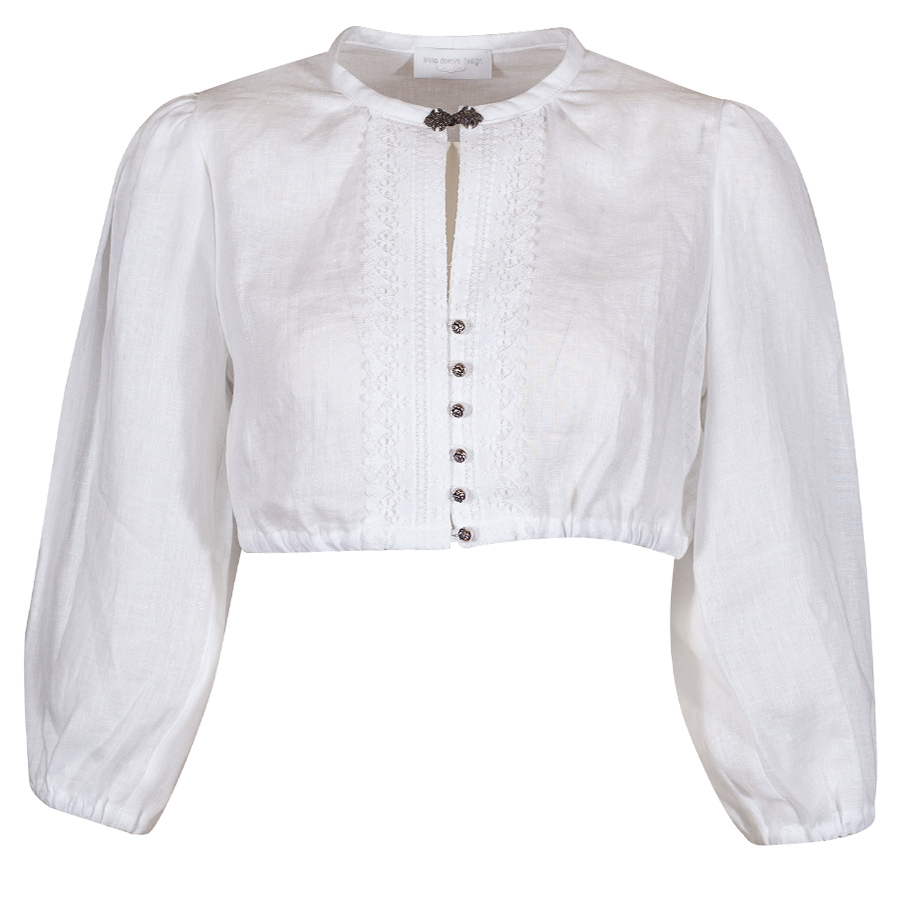 Anno Domini Design Dirndlbluse Emilia, weiß, Leinen, weiter Arm