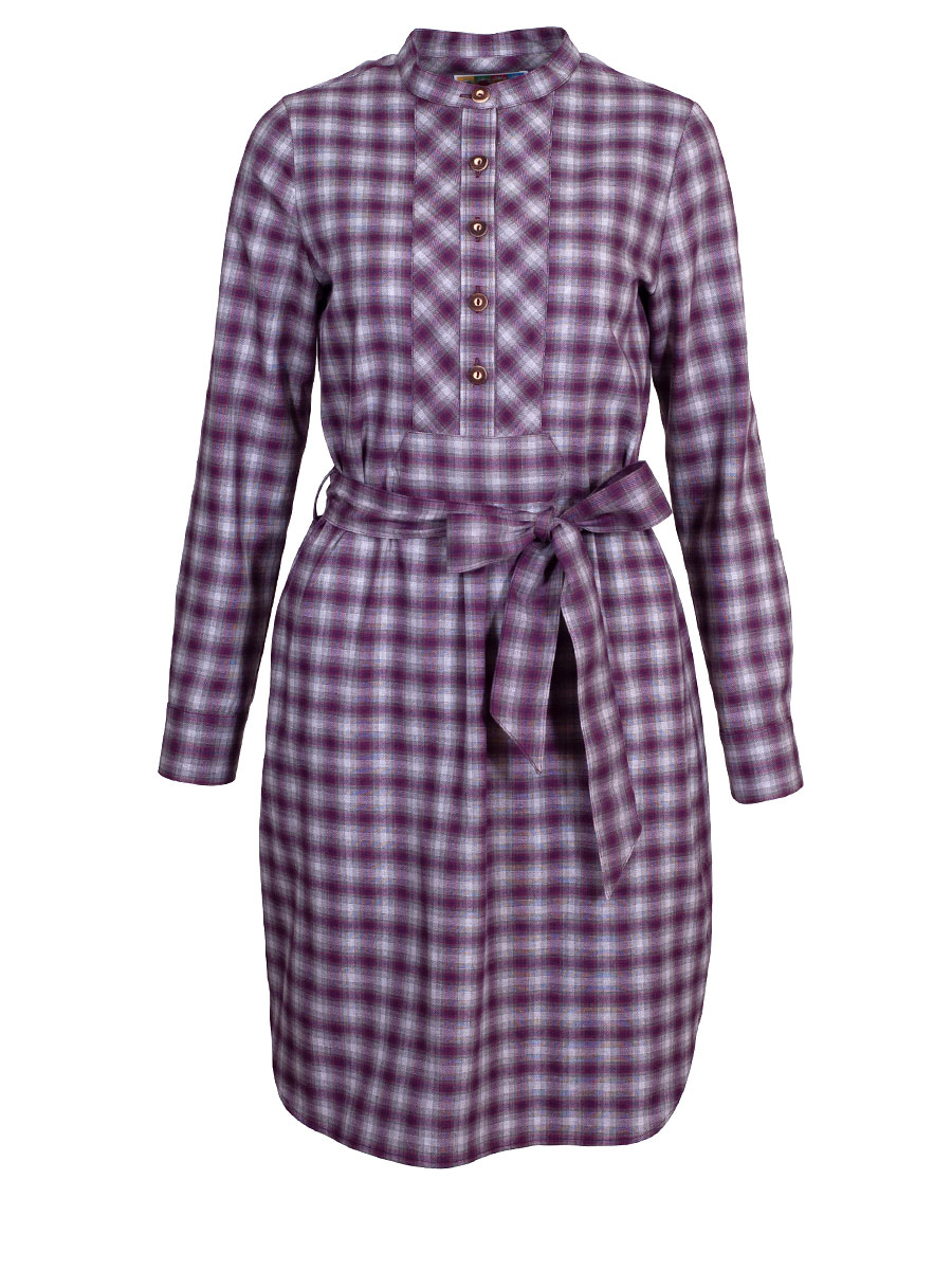 Berwin & Wolff Hemdkleid, rot-grau, Stoffgürtel