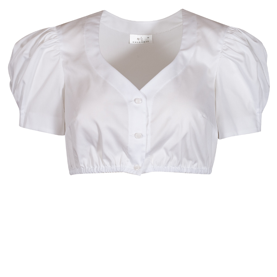 Waldorff Dirndlbluse weiß, V-Ausschnitt, Puffarme kurz