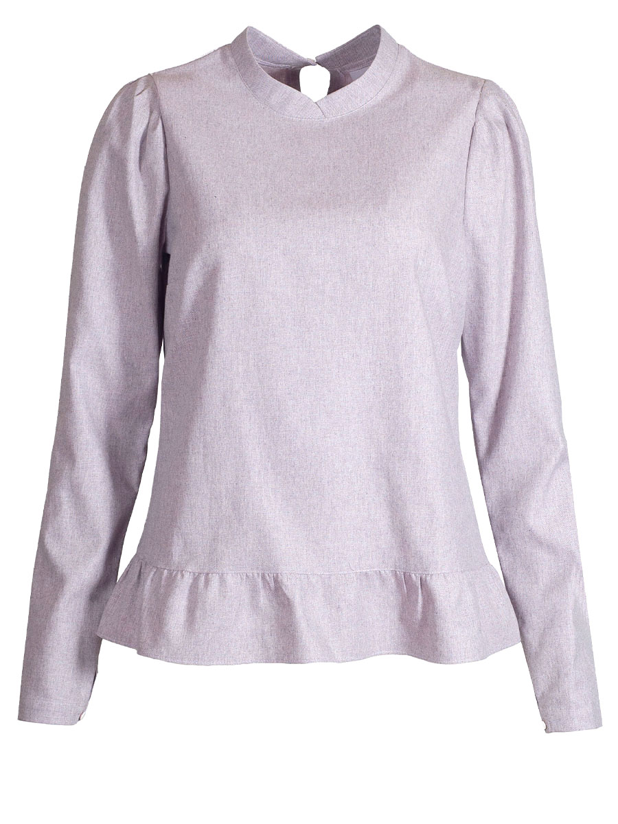 Waldorff Flanellbluse, Langarm, rosenholz, Rüschen