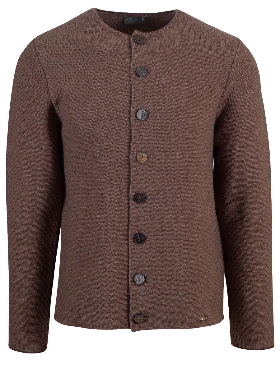 Huber Strickjanker Fred, braun, Holzknöpfe
