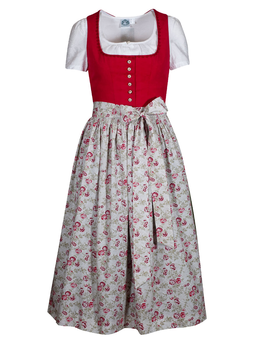 Hammerschmid Pillersee Dirndl, rot-oliv, 80lg