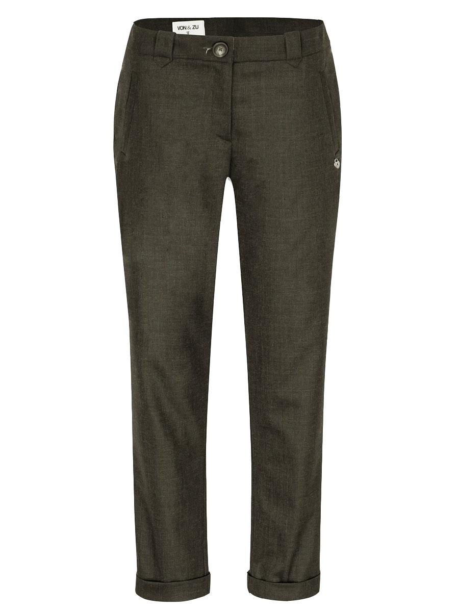 Von & Zu Flanellhose, gerade geschnitten, Chino-Schnitt, grün