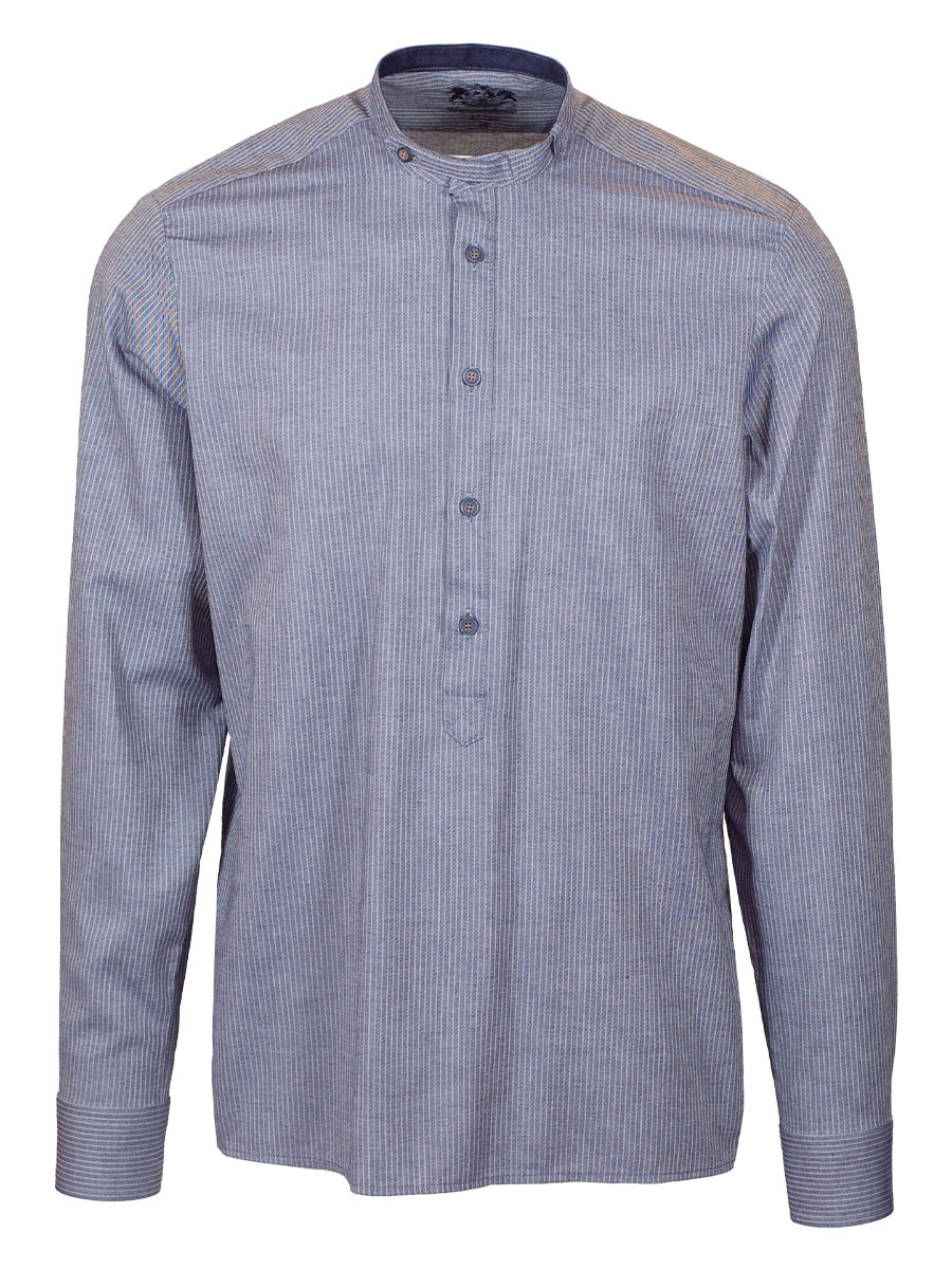 Hammerschmid Trachtenhemd, marine-weiß gestreift, Pfoad, Stehkragen, Slim