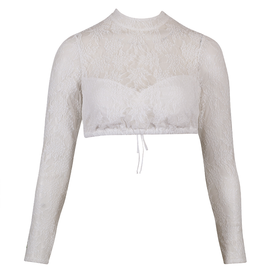 Hammerschmid  Angelika Dirndlbluse, hochgeschlossen, Spitze, ecru, Langarm