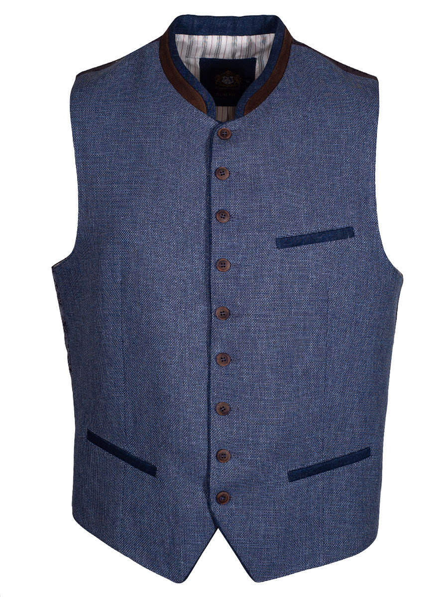 Hammerschmid Herrenweste Vince, mittelblau, gemusterter Rücken