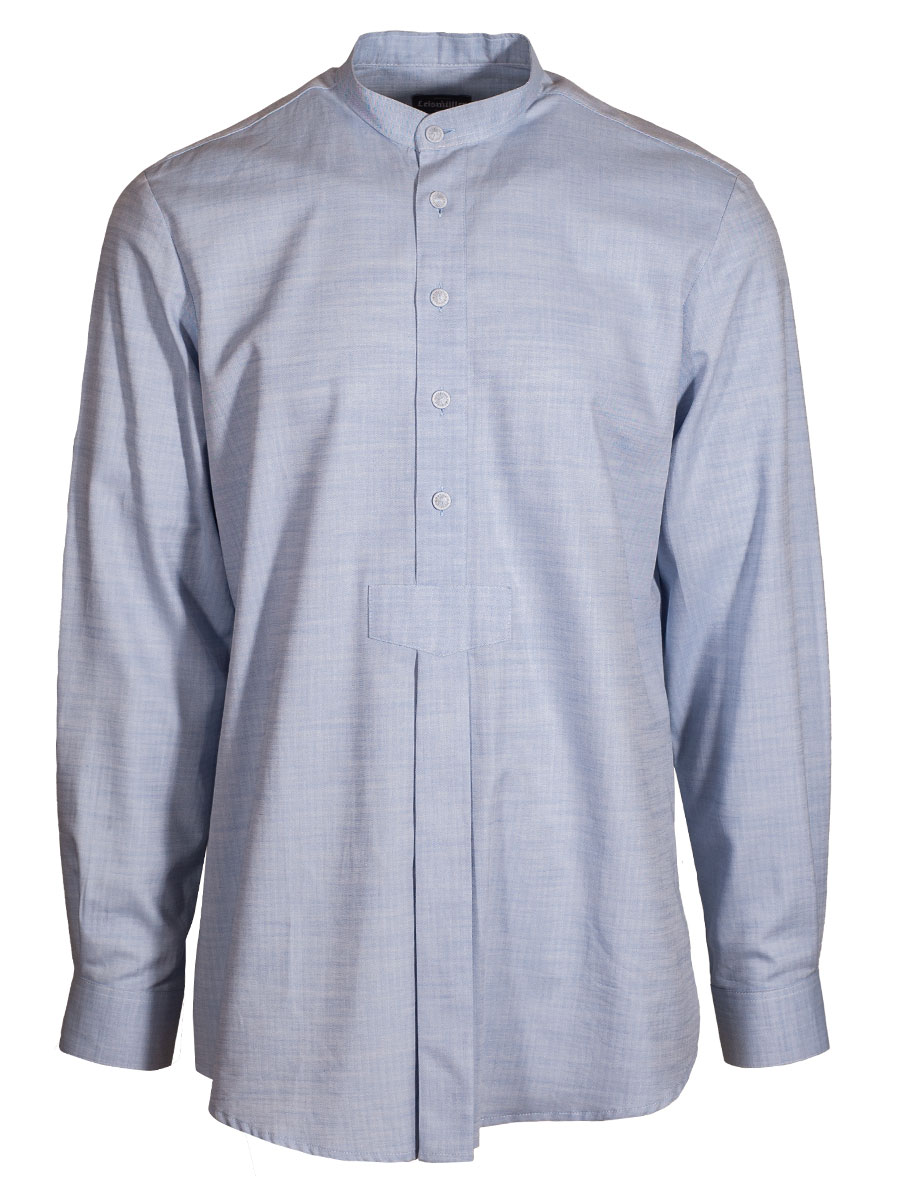 Arzberger Trachtenhemd, Pfoad, hellblau, Fischgrad, Stehkragen