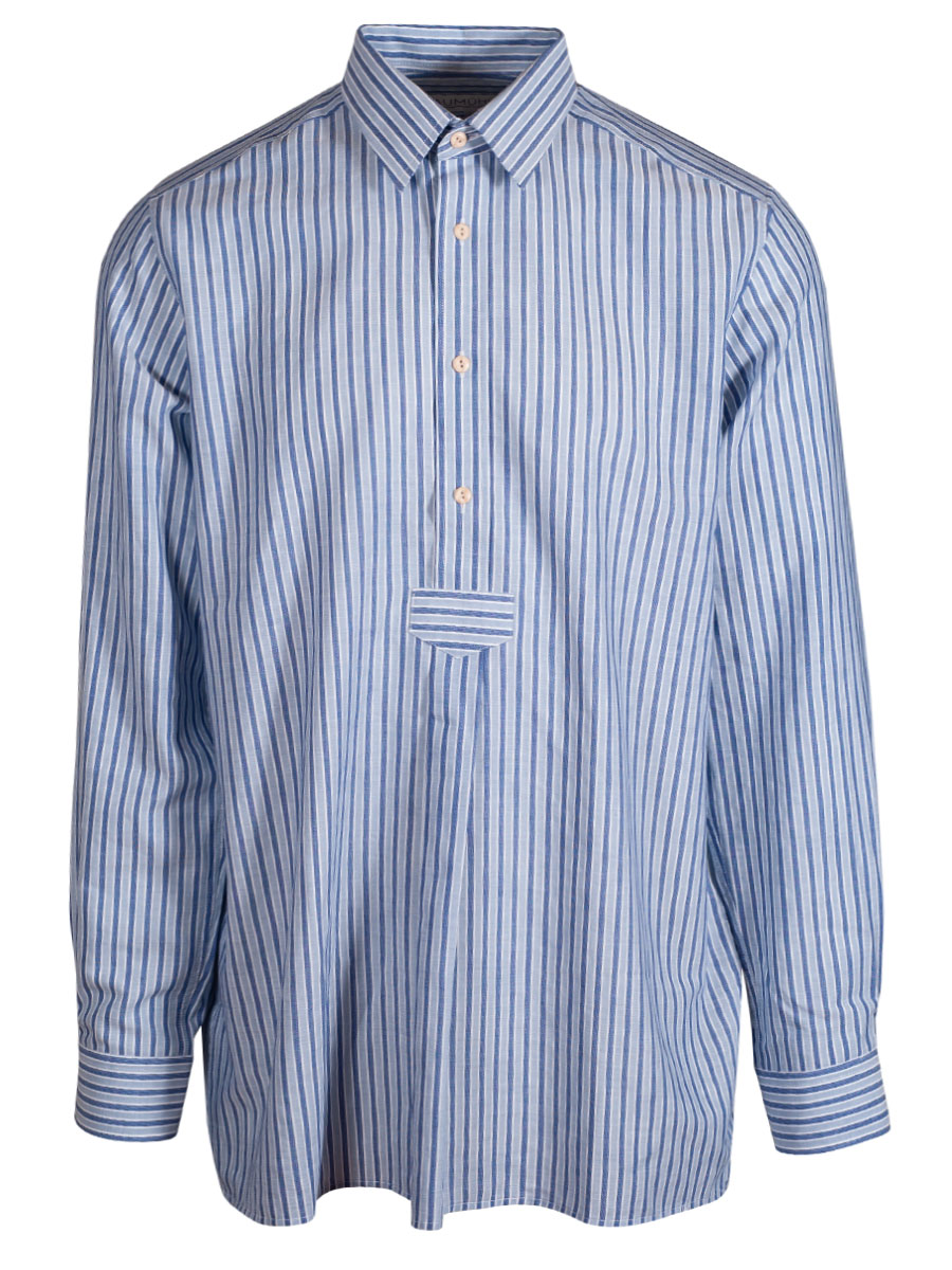 Waldorff Trachtenhemd, blau-hellblau, gestreift, Pfoad, Liegekragen