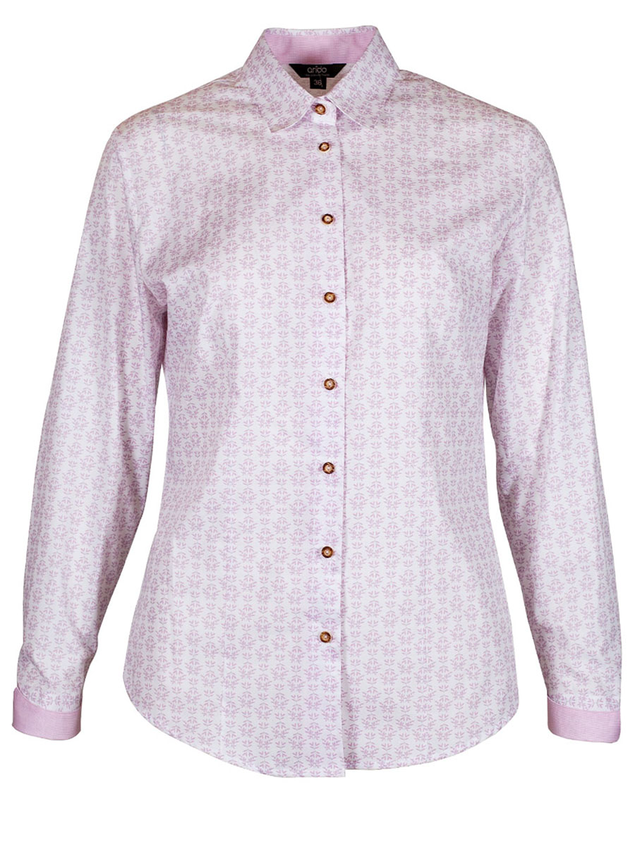 Arido Damenbluse, weiß, rosa geblümt