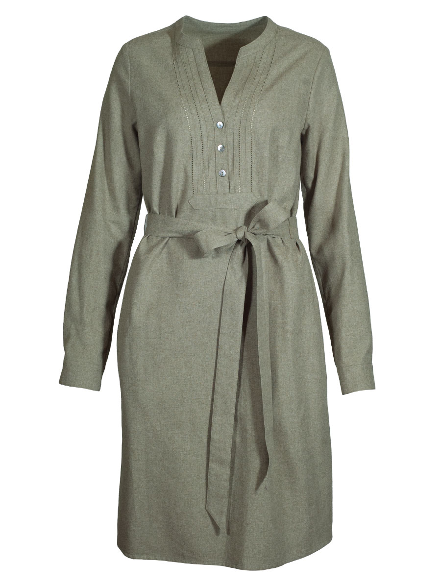 Waldorff Hemdkleid hellgrün, Flanell, Stoffgürtel