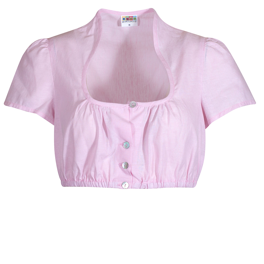 Berwin & Wolff Dirndlbluse, rosa, runder Ausschnitt, Kelchkragen, Kurzarm