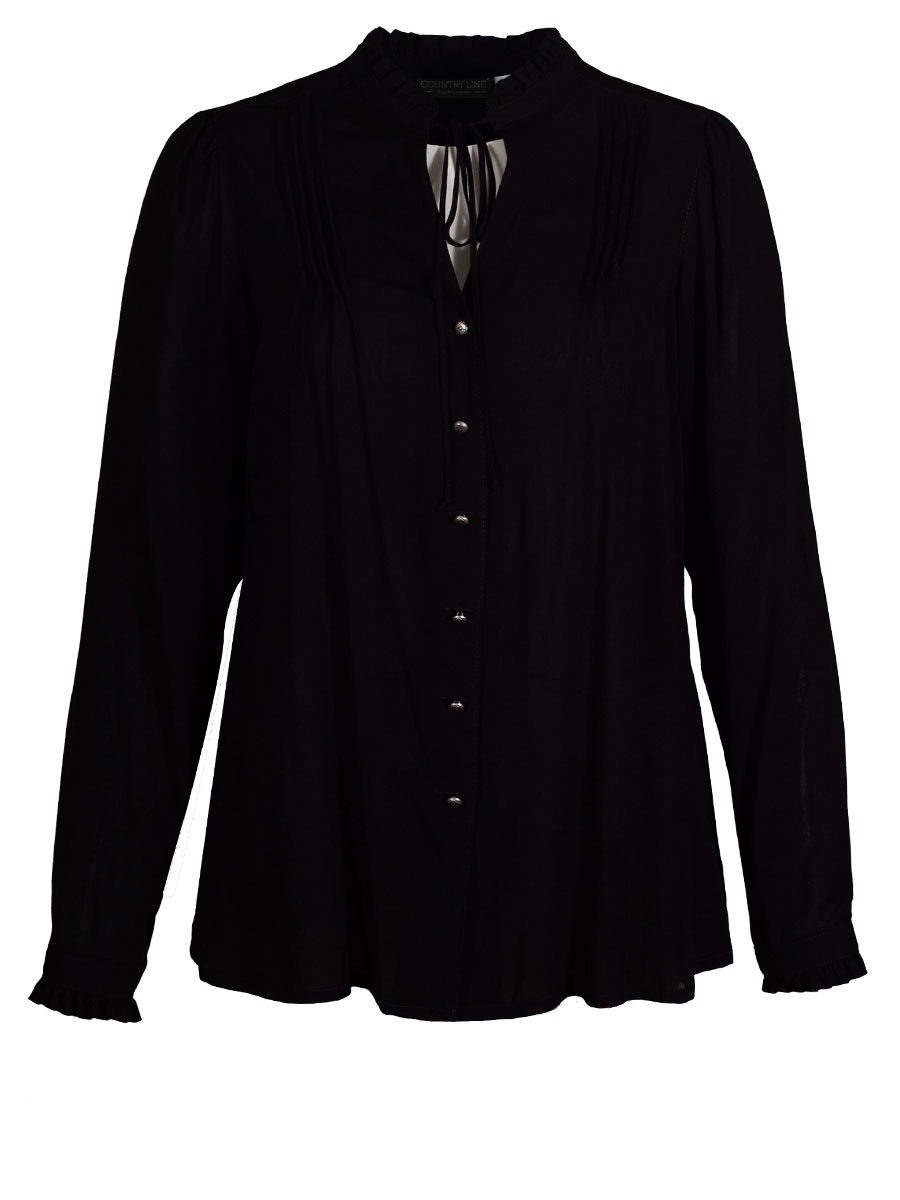 Country Line Damenbluse, schwarz, luftig, Rüschen