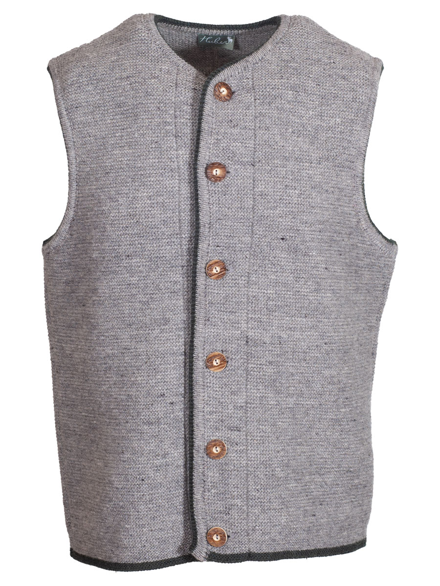 Huber Strickweste Gierli, grau, Hirschhornknöpfe