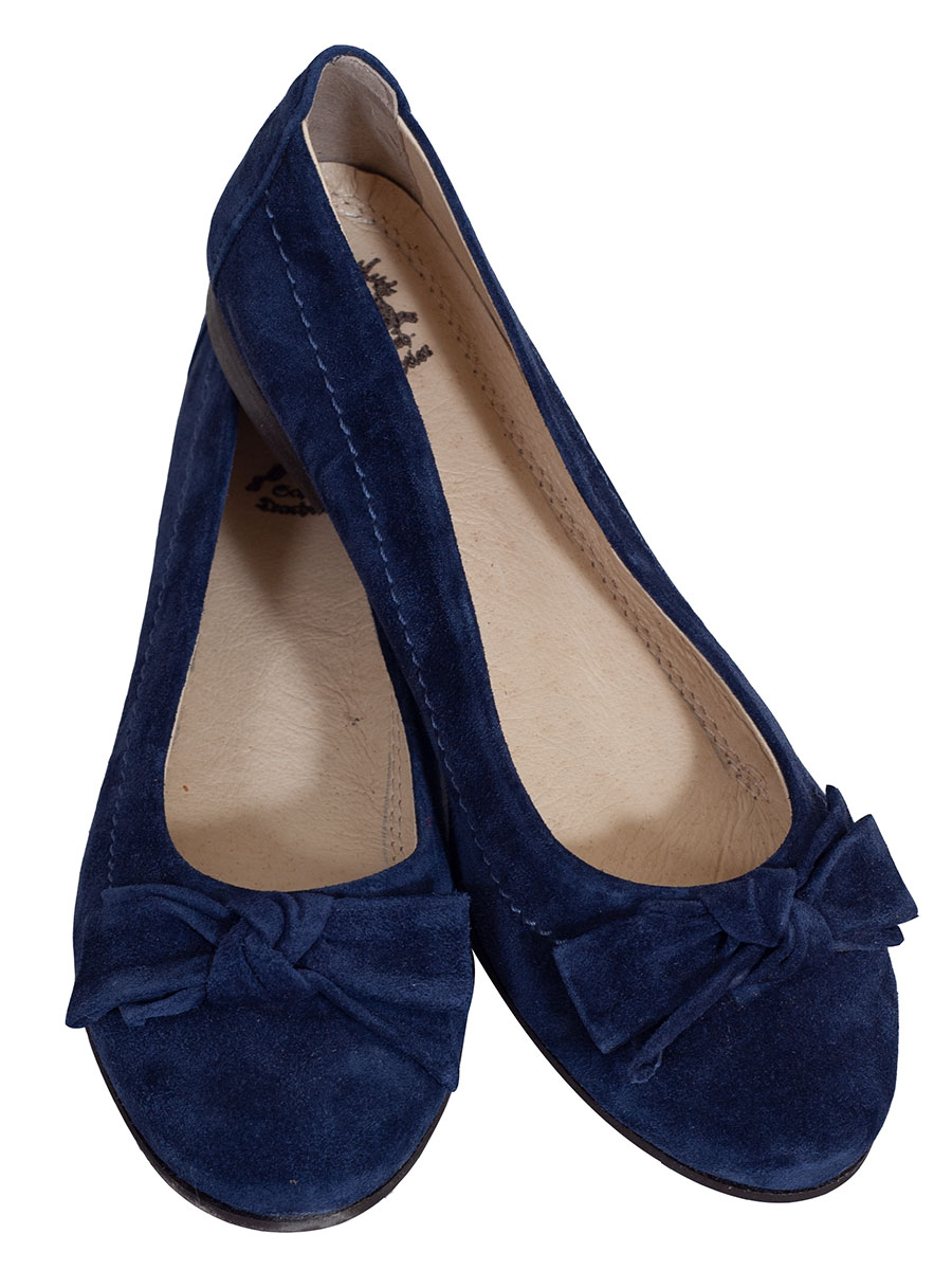 Schuhmanufaktur Gautsche, Ballerina, marine, Samtziege, Schleife