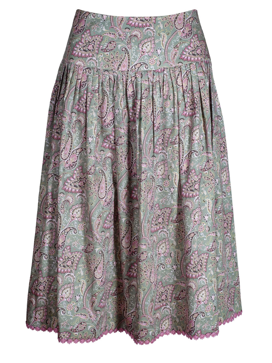 Berwin & Wolff Sattelrock, grün-rosa, Paisleymuster