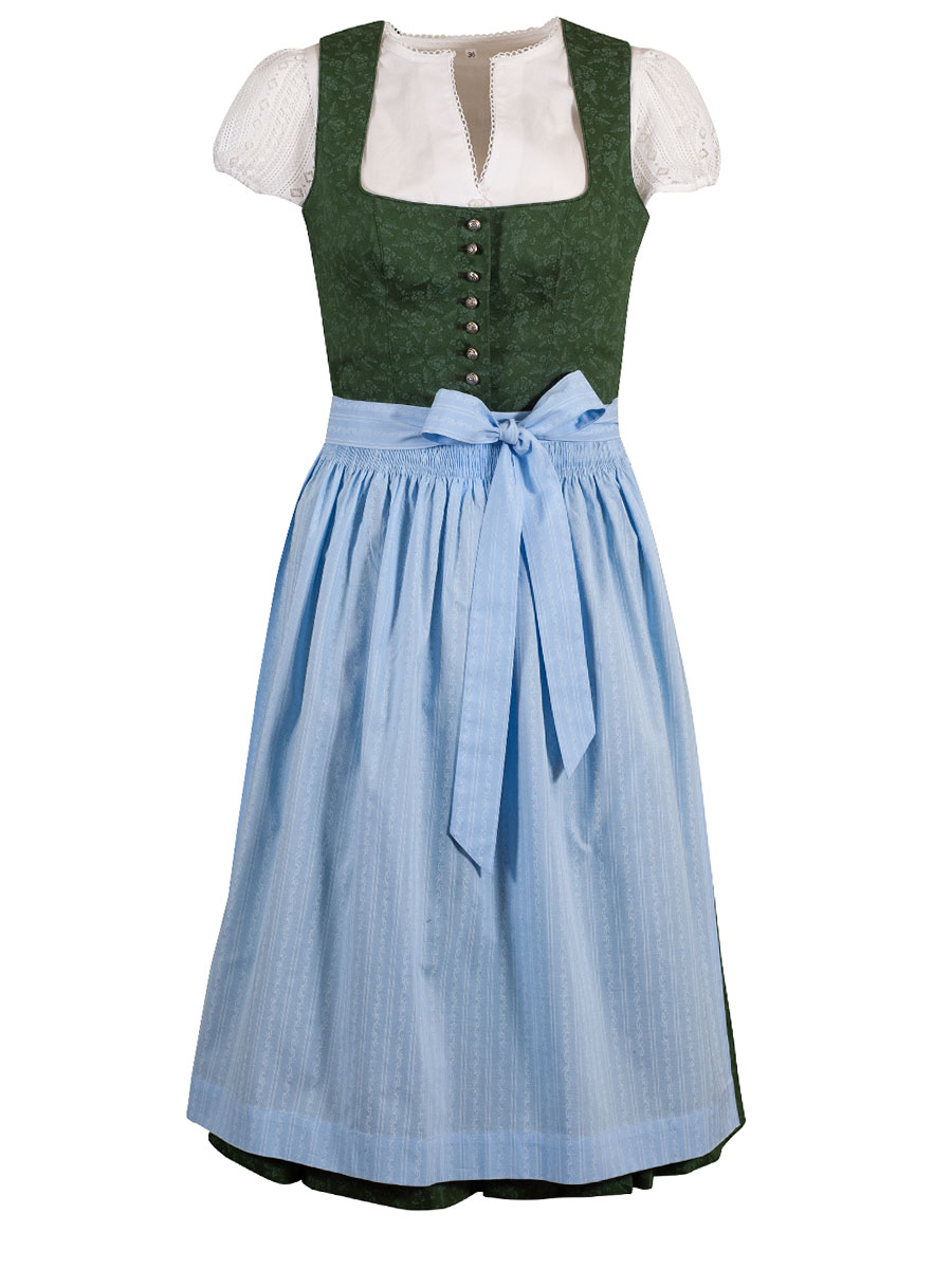Wenger Baumwolldirndl Anna, grün-blau, 70lg