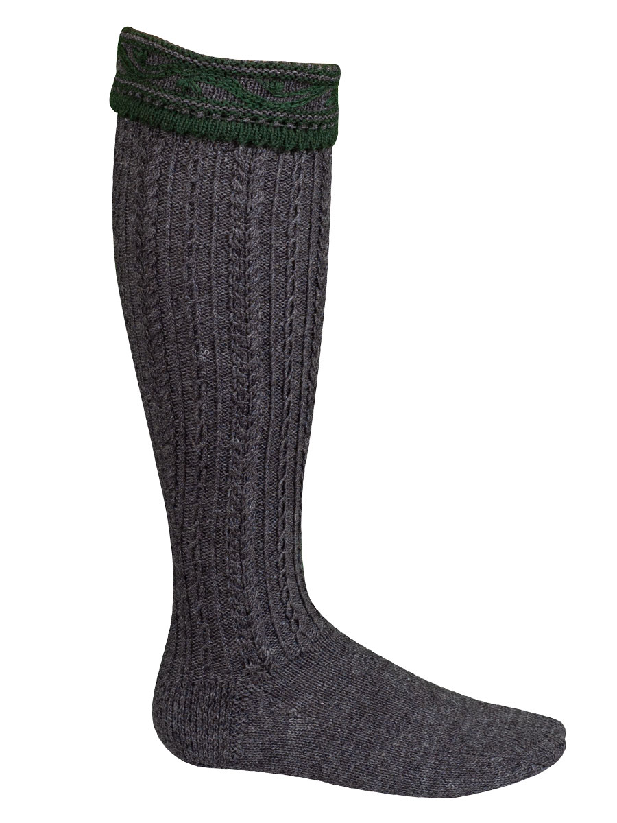 hausg'macht Umschlagstrumpf, dunkelgrau-blaugrün, handgefertigt