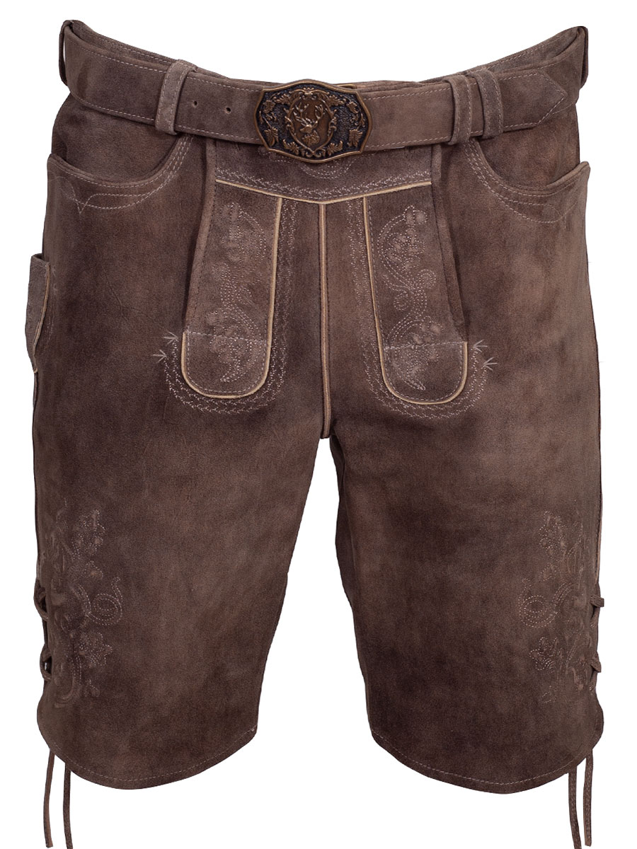 Spieth & Wensky Kurze Lederhose Mayen mit Gürtel, braun