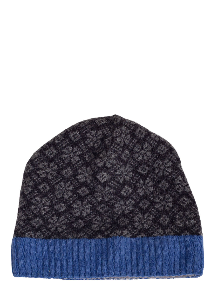 Huber Strickmütze Jill blau mit grau, innen Fleece