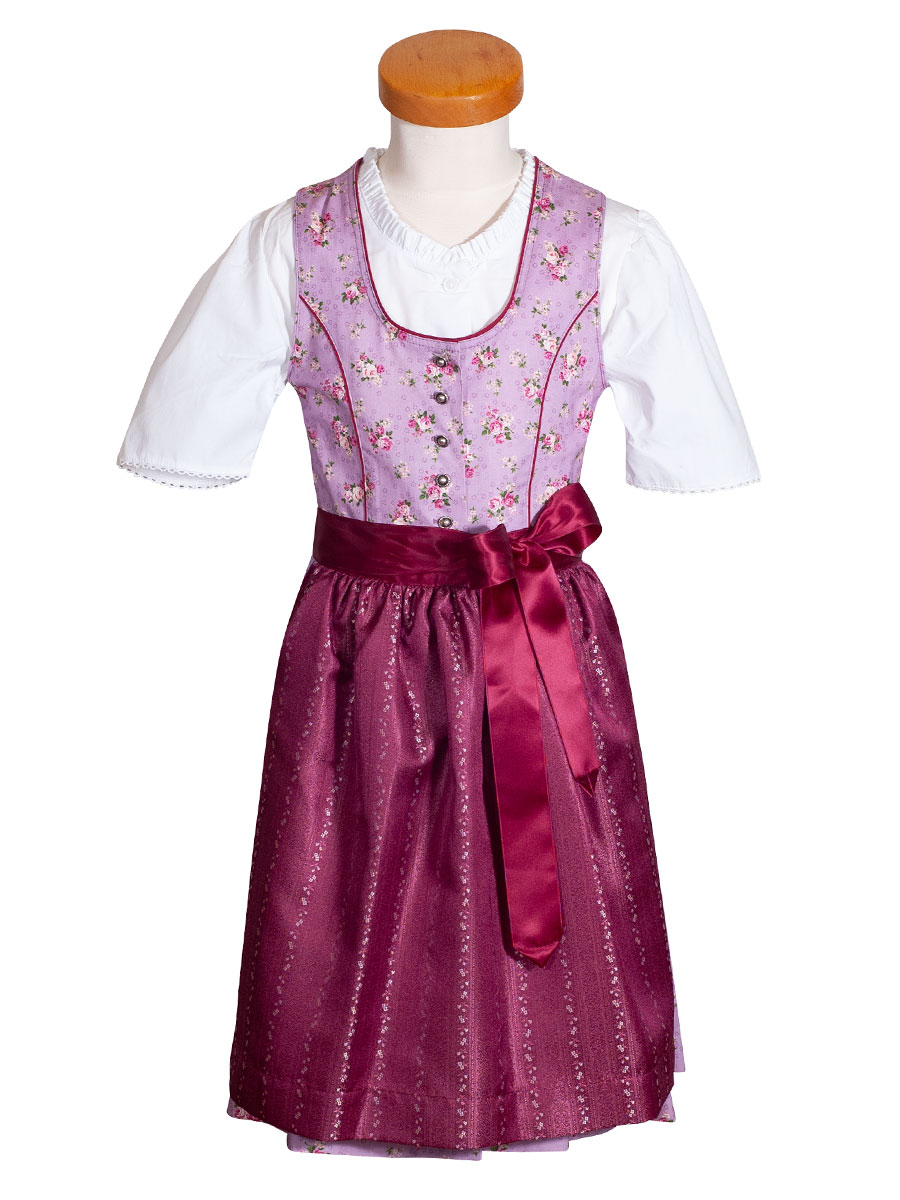 Ederer Kinderdirndl rose, weinrot, Blümchen