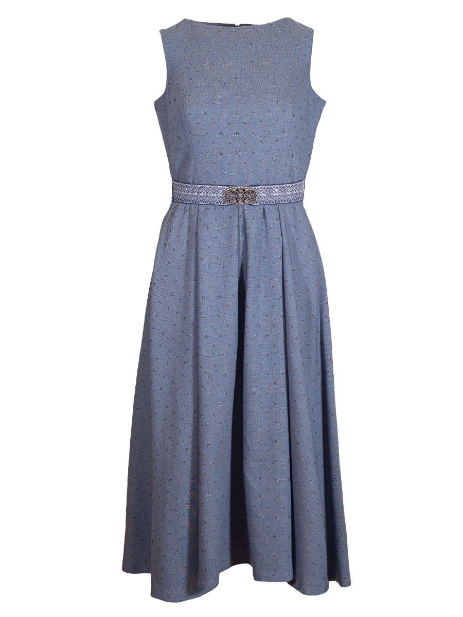 Feli und Hans Kleid Kerstina, rauchblau, Gürtel mit Schließe