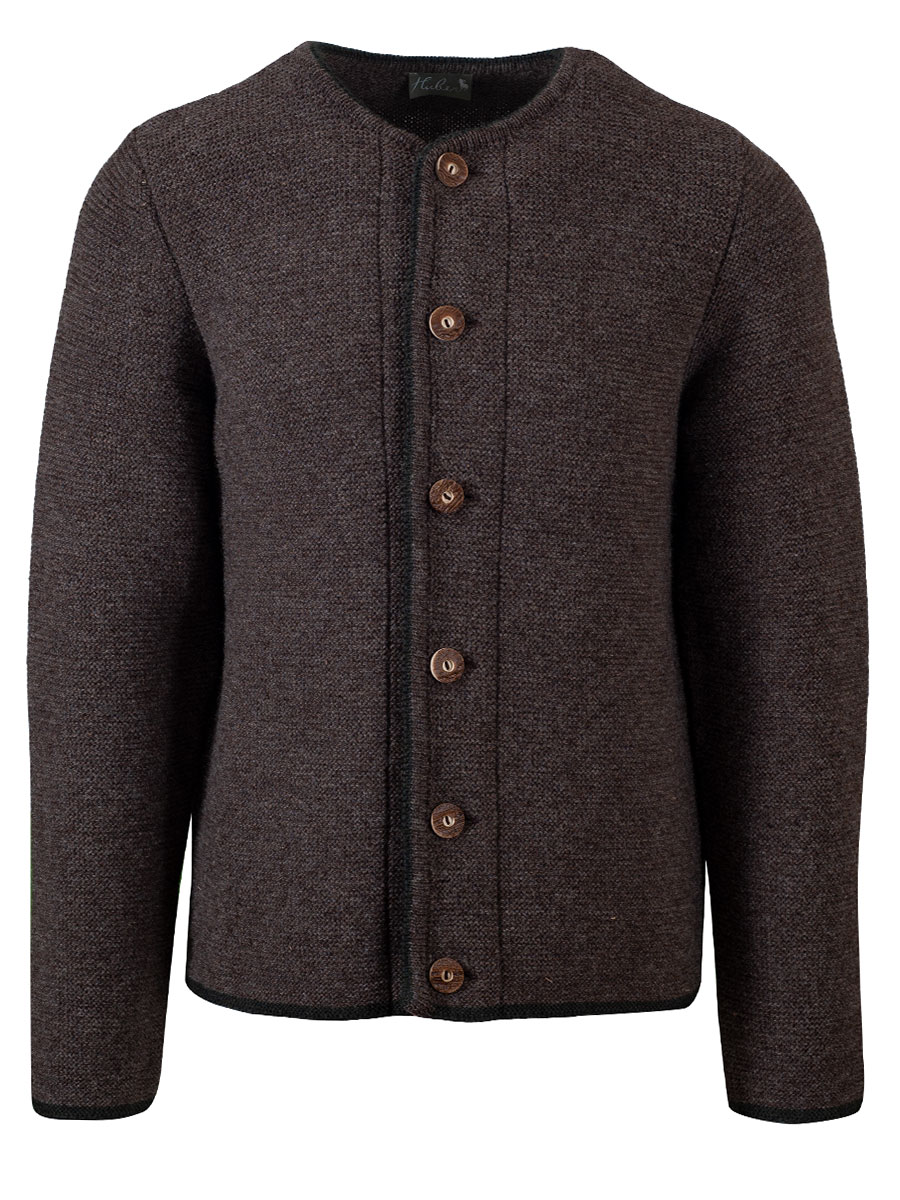 Huber Strickjacke Gerhard, berber mit tanne, Hirschhornknöpfe