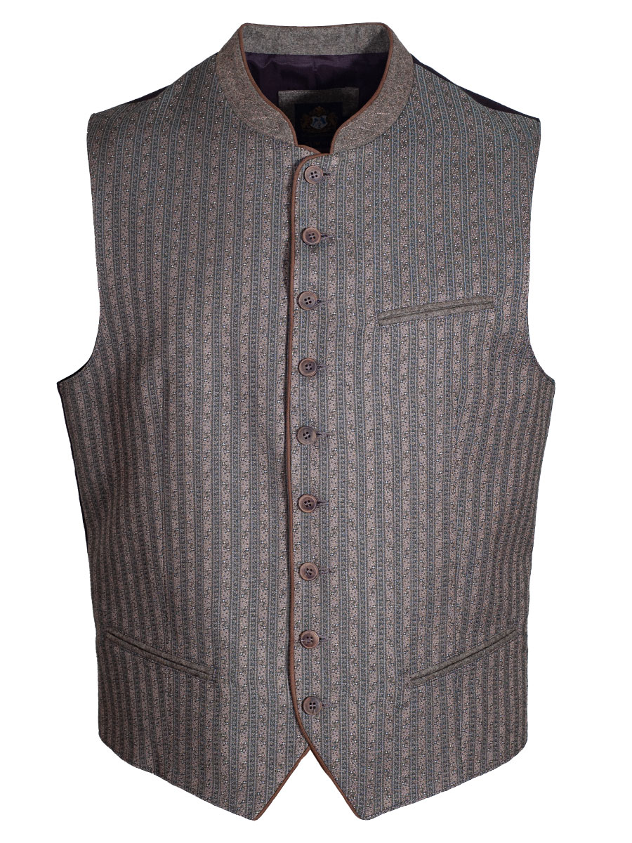 Hammerschmid Herrenweste Samu, grün-beige, Streifenmuster, Baumwollrücken