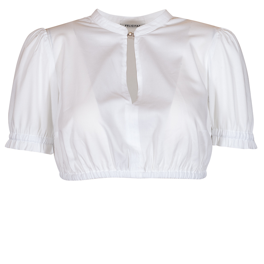 Feli und Hans Dirndlbluse Gace, weiß, Puffarm, hochgeschlossen