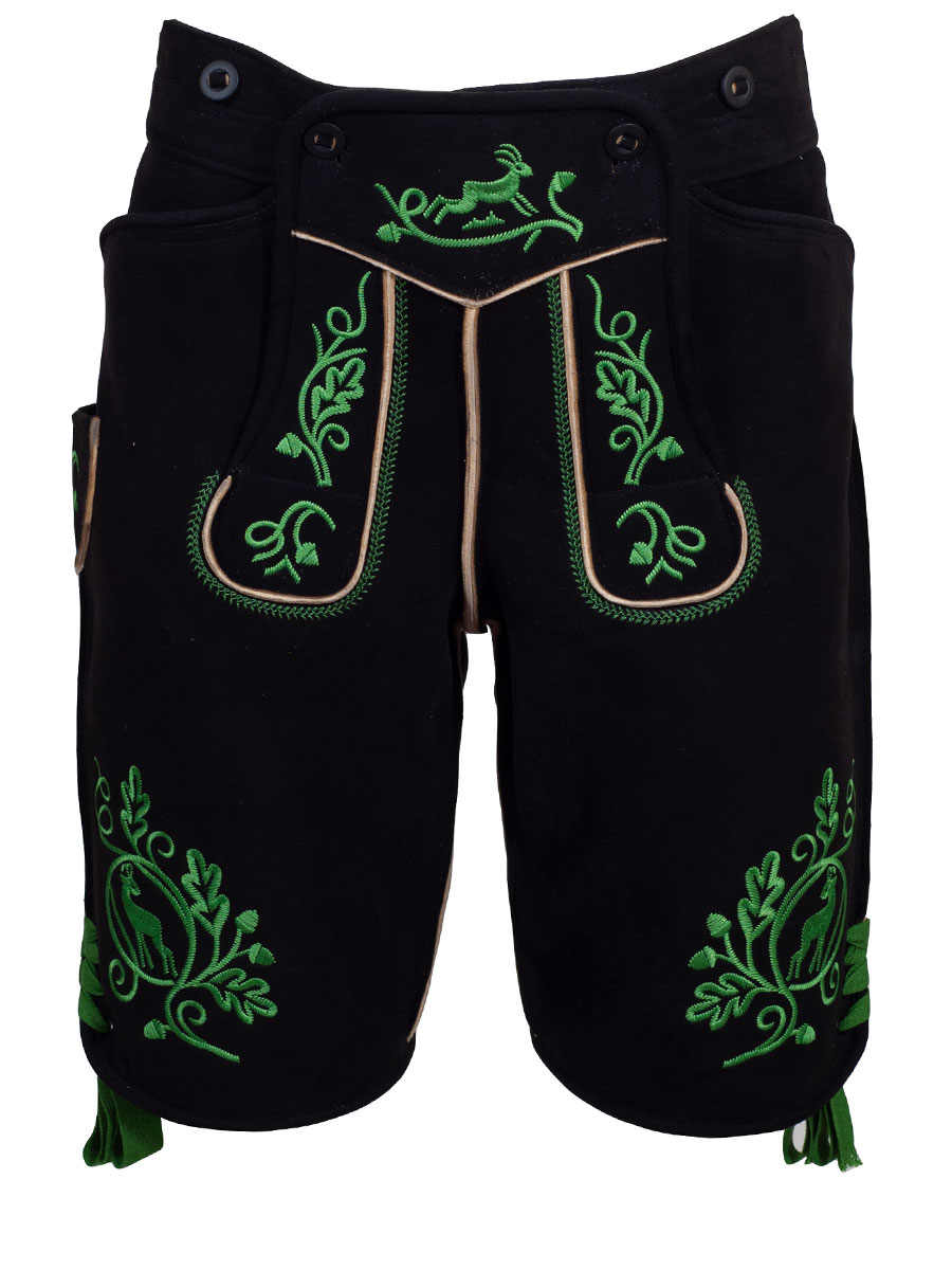 hausg´macht Lederhose Originaltracht, Schliersee, Handstick-Optik, Hirsch, hellgrün