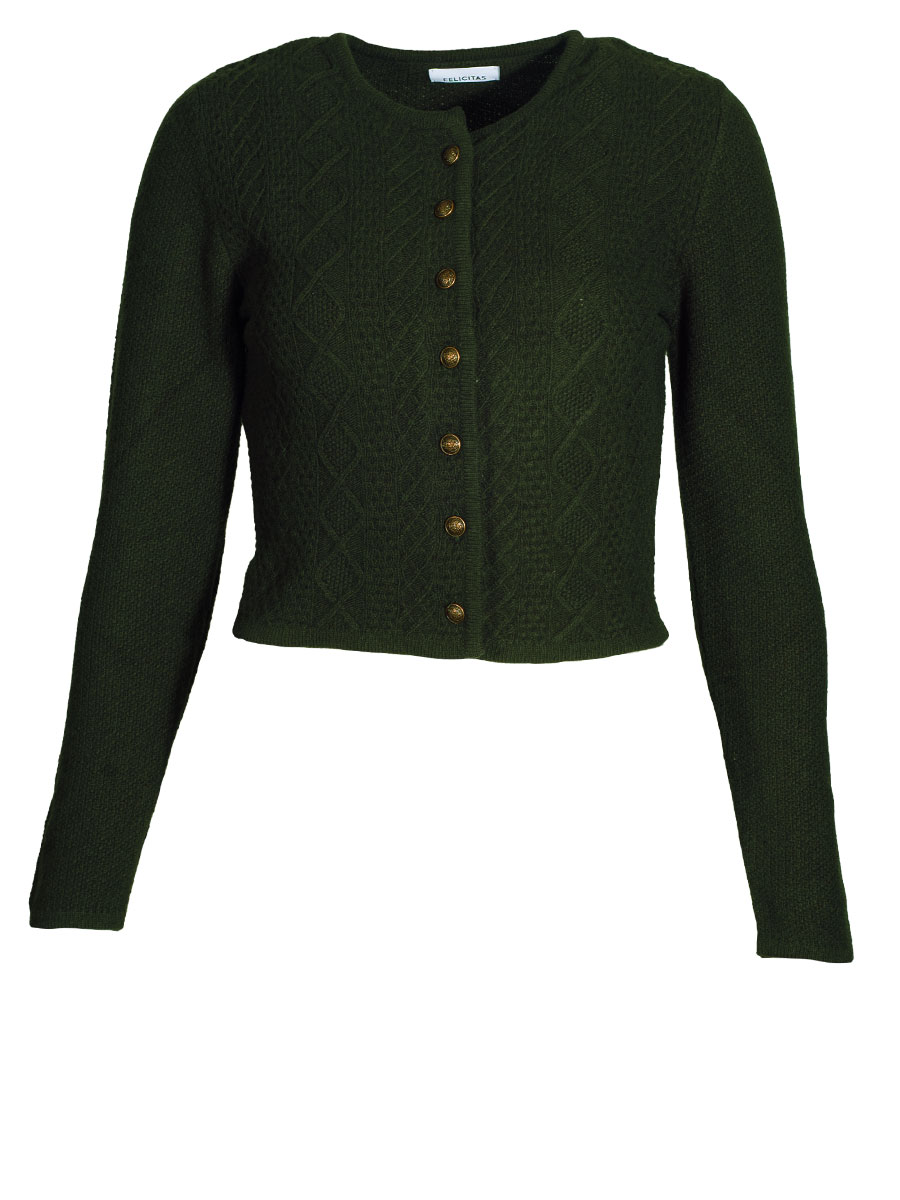 Feli und Hans Gries Strickjacke, grün, Zopfmuster