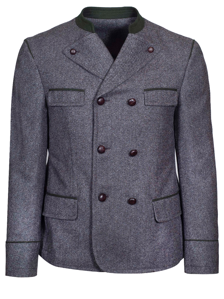 Viererspitz Lodenjoppe Ferchensee, grau-Tweed, Reverse, hochwertig