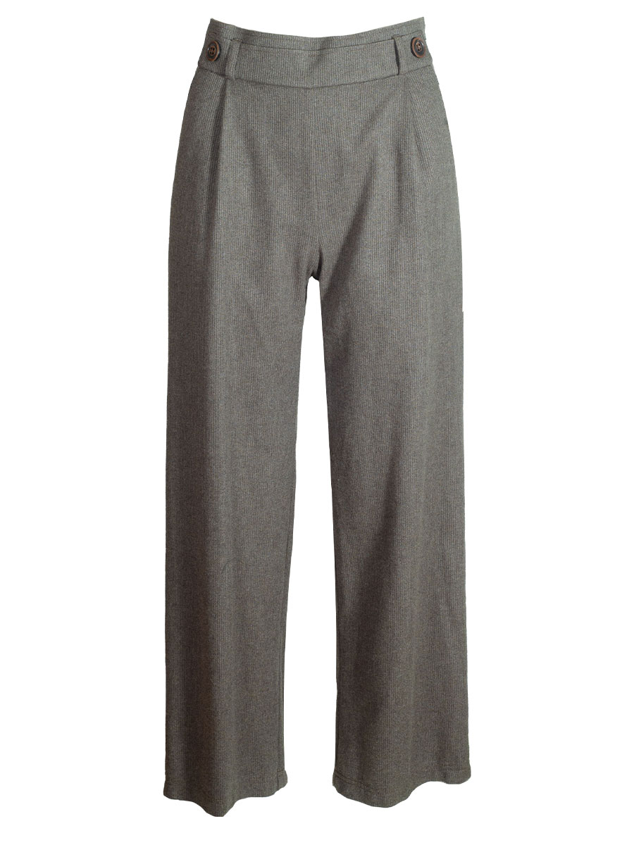 Feli und Hans Damenhose Hilda, weiter Schnitt, oliv, fein gestreift