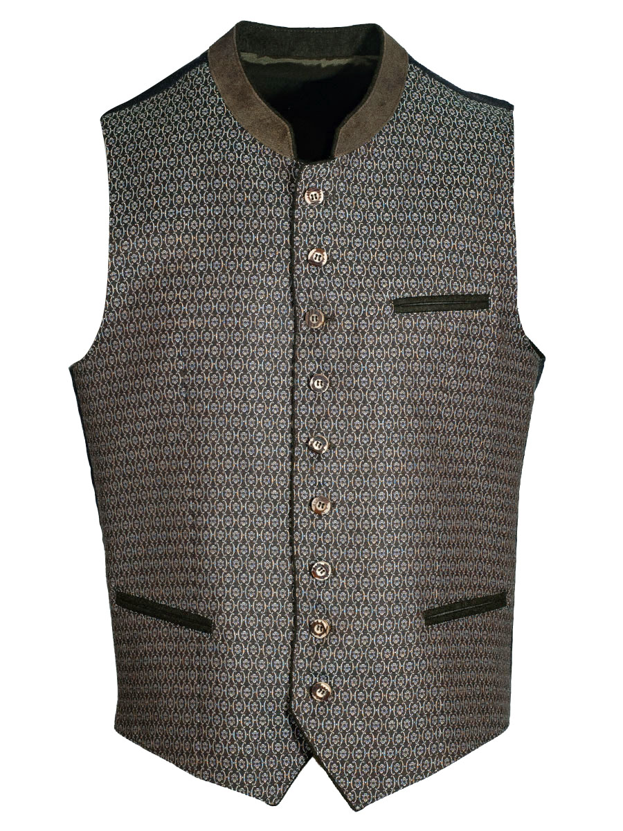 Schloß Orth Trachtenweste Bayreuth, oliv,  gemustert, SlimFIt