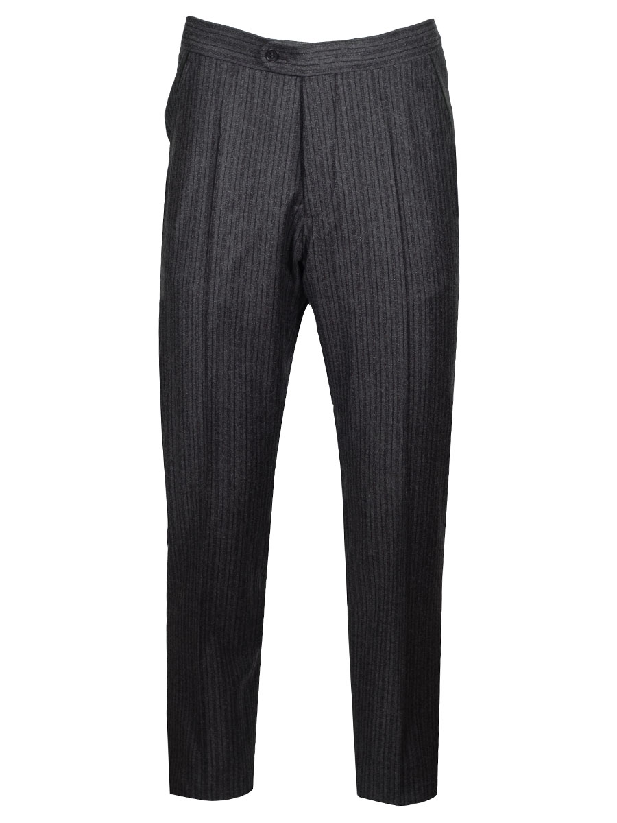 Viererspitz Stresemannhose Jakob, anthrazit, seitlich grünes Paspol